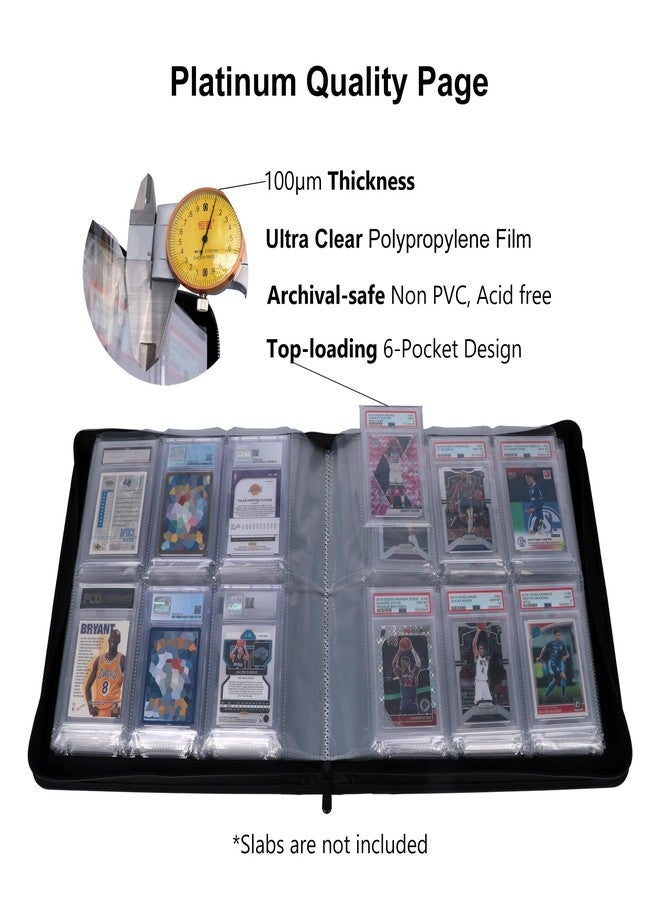 Rieton Graded Card Binder - Holds 72 PSA Slabs, 6 Pocket Slab Binder for PSA, CGC, CSG, FCG, FGS Slabs, Black, PSAbinder672W - Image 3